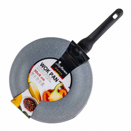 Luigi Ferrero Prima FR-3033 γουόκ, 30x9 cm, Αντικολλητική επίστρωση με μαρμάρινο εφέ, Επαγωγή, Σκούρο μπλε