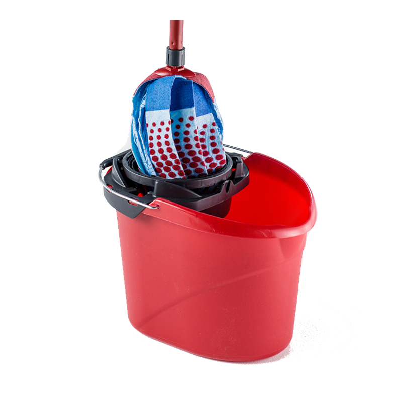 Σετ καθαρισμού δαπέδου Vileda Super Mocio, 3 τεμάχια, 10 λίτρα, μηχανισμός αποστράγγισης, Κόκκινο