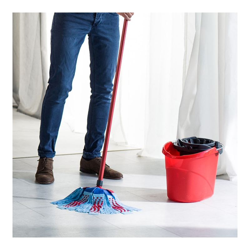 Σετ καθαρισμού δαπέδου Vileda Super Mocio, 3 τεμάχια, 10 λίτρα, μηχανισμός αποστράγγισης, Κόκκινο