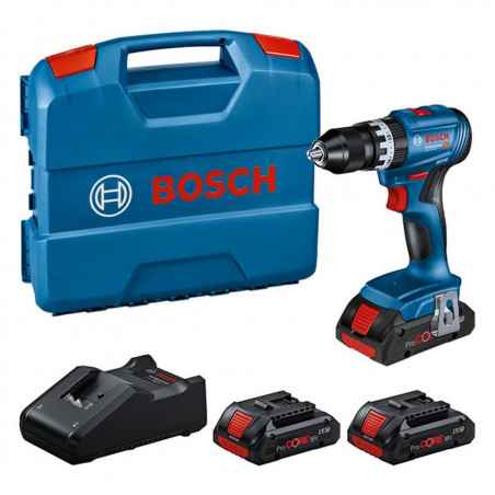 Σετ κρουστικού οδηγού μπαταρίας Bosch Professional GSB 18V-45 0615A5002U, 850W, 21/45 Nm, 500-1900 rpm, 4 Ah, 3 μπαταρίες, θήκη, μπλε