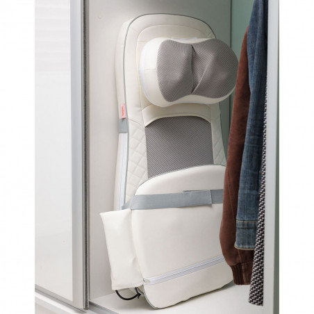 Κάθισμα μασάζ Medivon Luna, 48W, Shiatsu, μασάζ δόνησης, 5 λειτουργίες, χρονοδιακόπτης, υπέρυθρη θέρμανση, τηλεχειριστήριο, λευκό/γκρι