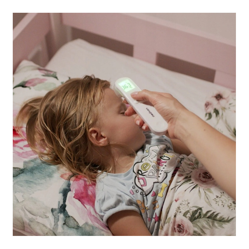Θερμόμετρο χωρίς επαφή Medivon Timi Smart Verona, Υπέρυθρες, Για παιδιά, Μέτρηση σε 1 δευτερόλεπτο, Μνήμη, Έγχρωμη ένδειξη, LCD, Ήχος, Laser, Λευκό