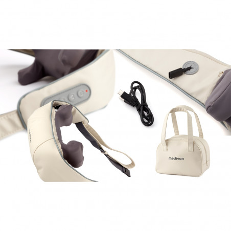 Medivon Sooth Neck Massager, 6 3D κεφαλές, 3 επίπεδα, Θέρμανση, Αντι-κυτταρίτιδα, USB, Μπεζ