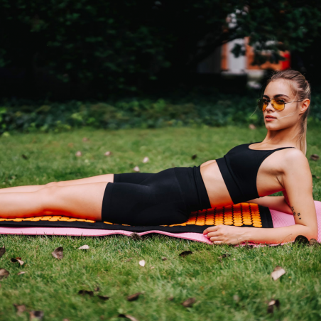 Medivon Chronos acupressure στρώμα, 23x48 cm, Υποαλλεργικό, Βελτίωση της κυκλοφορίας του αίματος και του ύπνου, Ανακούφιση από τη μυϊκή ένταση, +Τσάντα, Μαύρο/πορτοκαλί