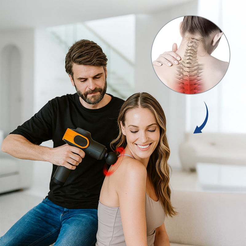 Πιστόλι μασάζ Medivon Gun Vital, 18W, Perkusionen / μασάζ δόνησης, 6 μασάζ, Zagryavane, Λεμφική αποστράγγιση, Stagane, Μαύρο / πορτοκαλί