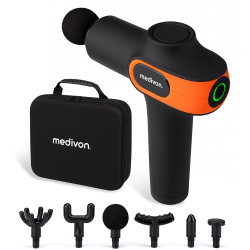 Πιστόλι μασάζ Medivon Gun Vital, 18W, Perkusionen / μασάζ δόνησης, 6 μασάζ, Zagryavane, Λεμφική αποστράγγιση, Stagane, Μαύρο / πορτοκαλί