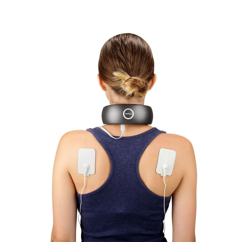 Medivon Smart EMS μασάζ αυχένα, ηλεκτρομυϊκή διέγερση, 3D ρυθμιζόμενο, 4 λειτουργίες, τηλεχειριστήριο, θέρμανση, χρονοδιακόπτης, μαύρο