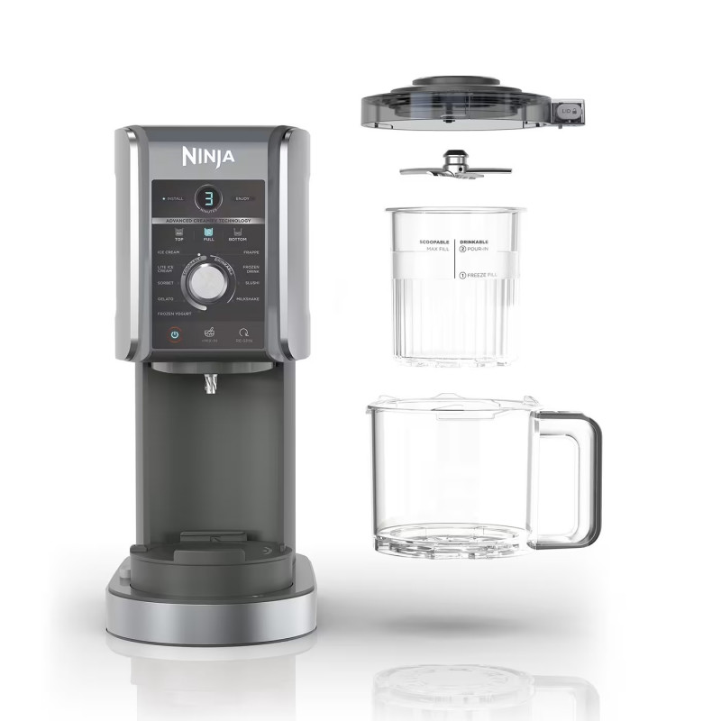 Παγωτομηχανή Ninja Creami Deluxe NC502EU, 800W, 10 προγράμματα, 2 δοχεία 709 ml, CREAMify, Μαύρο