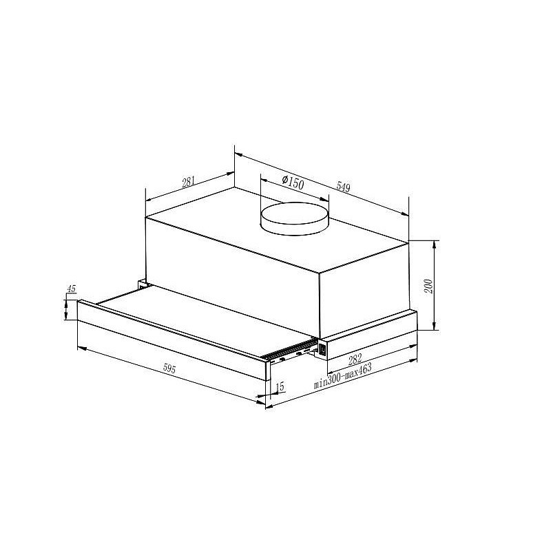 Crown CT6040IX, 65W, 353 m3/h, 2 στάδια, Τηλεσκοπικό, φωτισμός LED, Inox