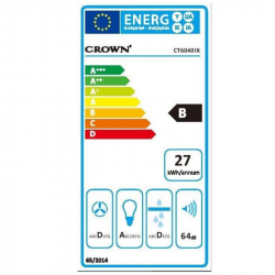 Crown CT6040IX, 65W, 353 m3/h, 2 στάδια, Τηλεσκοπικό, φωτισμός LED, Inox