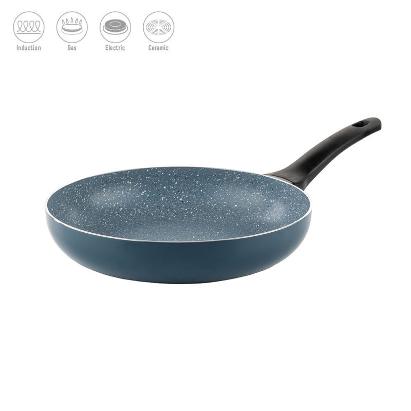 Τηγάνι Luigi Ferrero Prima FR-2633, 26x5.3 cm, Αντικολλητική επίστρωση με μαρμάρινο εφέ, Επαγωγή, Σκούρο μπλε