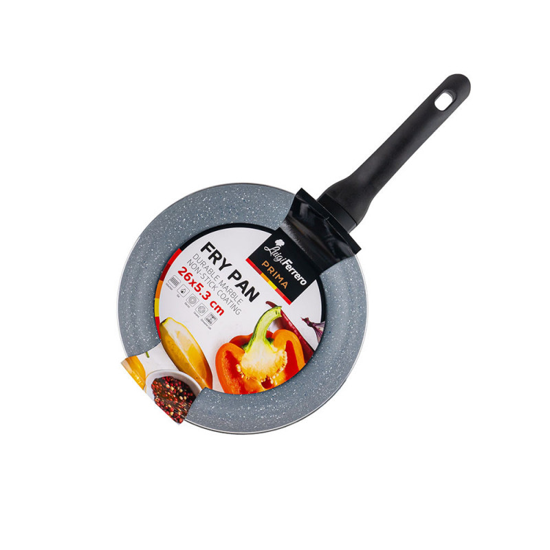 Τηγάνι Luigi Ferrero Prima FR-2633, 26x5.3 cm, Αντικολλητική επίστρωση με μαρμάρινο εφέ, Επαγωγή, Σκούρο μπλε