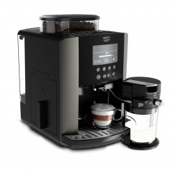 Καφετιέρα Krups Arabica Latte EA819E10, 1450W, 15 bar, 1.7 l, LCD, 5 προγράμματα, 3 λειτουργίες, 3 ρυθμίσεις θερμοκρασίας και αρώματος, Milk Comfort / One Touch Cappuccino, Μαύρο