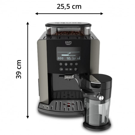 Καφετιέρα Krups Arabica Latte EA819E10, 1450W, 15 bar, 1.7 l, LCD, 5 προγράμματα, 3 λειτουργίες, 3 ρυθμίσεις θερμοκρασίας και αρώματος, Milk Comfort / One Touch Cappuccino, Μαύρο
