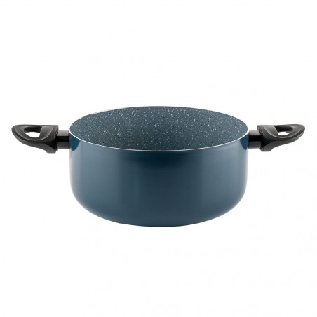 Κατσαρόλα Luigi Ferrero Prima FR-2444, 24x11 cm, 4,5 l, Αντικολλητική επίστρωση με μαρμάρινο εφέ, Γυάλινο καπάκι με τρύπα ατμού, Επαγωγή, Σκούρο μπλε