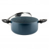 Κατσαρόλα Luigi Ferrero Prima FR-2444, 24x11 cm, 4,5 l, Αντικολλητική επίστρωση με μαρμάρινο εφέ, Γυάλινο καπάκι με τρύπα ατμού, Επαγωγή, Σκούρο μπλε