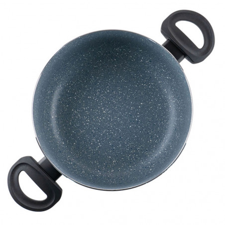 Κατσαρόλα Luigi Ferrero Prima FR-2444, 24x11 cm, 4,5 l, Αντικολλητική επίστρωση με μαρμάρινο εφέ, Γυάλινο καπάκι με τρύπα ατμού, Επαγωγή, Σκούρο μπλε
