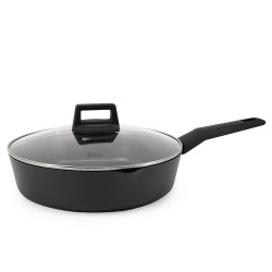 Βαθύ τηγάνι Luigi Ferrero Rosso FR-2870, 28x7 cm, 3.6 l, Αντικολλητική επίστρωση, Χυτή γούρνα, Γυάλινο καπάκι, Επαγωγή, Μαύρο