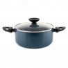 Κατσαρόλα Luigi Ferrero Prima FR-2444, 24x11 cm, 4,5 l, Αντικολλητική επίστρωση με μαρμάρινο εφέ, Γυάλινο καπάκι με τρύπα ατμού, Επαγωγή, Σκούρο μπλε