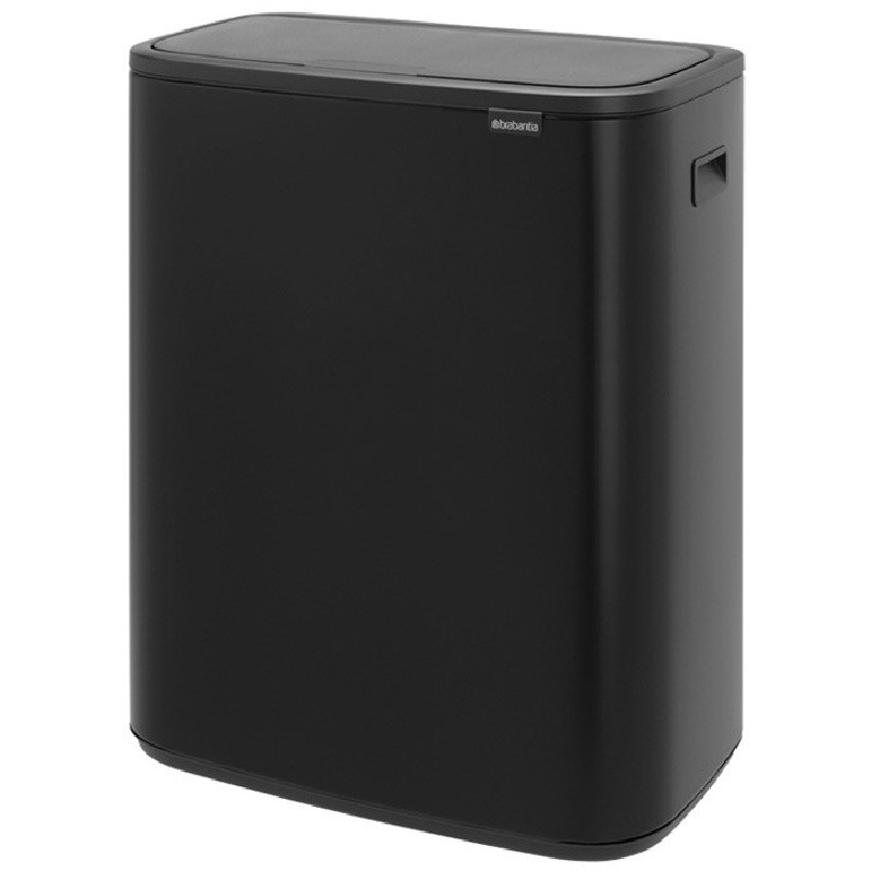 Κάδος Brabantia Bo Touch 1003218, 2x30 l, Ομαλό και αθόρυβο άνοιγμα, Μεγάλο άνοιγμα, Μαύρο ματ