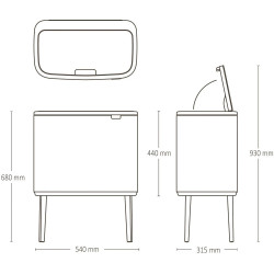 Κάδος Brabantia Bo Touch 1005546, 36 l, Ομαλό και αθόρυβο άνοιγμα, Μεγάλο άνοιγμα, Μπεζ
