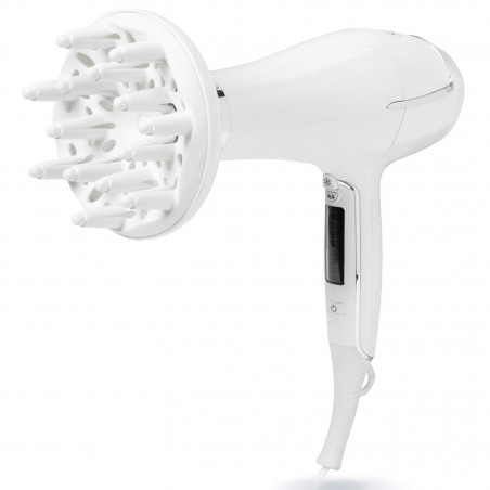 Πιστολάκι μαλλιών Silk'n HD1PEU001 με ιονική ισχύ, 2200W, 6 ταχύτητες, 8 ρυθμίσεις θερμοκρασίας, κεραμική τεχνολογία θερμότητας, 110 km/h, διαχύτης+συμπυκνωτής, λευκό