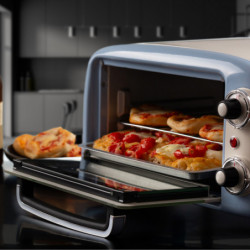 Ηλεκτρικός φούρνος Ariete VINTAGE 3919/05, 800W, 10 l, 3 λειτουργίες, Μέχρι 230°C, Διπλό θερμικό γυαλί, Χρονοδιακόπτης 60 λεπτά, Μπλε