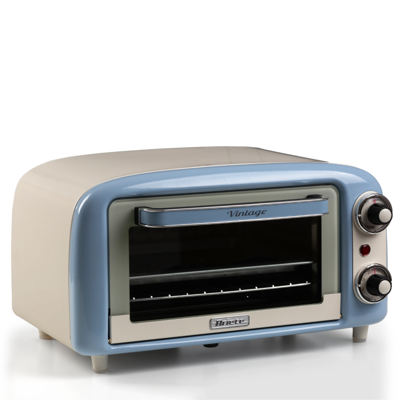 Ηλεκτρικός φούρνος Ariete VINTAGE 3919/05, 800W, 10 l, 3 λειτουργίες, Μέχρι 230°C, Διπλό θερμικό γυαλί, Χρονοδιακόπτης 60 λεπτά, Μπλε