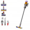 Σκούπα όρθια Dyson V12 Slim Detect Absolute 448884-01, 150AW, 340 ml, 60 λεπτά αυτονομία, 3 λειτουργίες, Ένδειξη δεδομένων σε πραγματικό χρόνο, Αισθητήρας σκόνης, Φωτισμός, Νικέλιο/κίτρινο