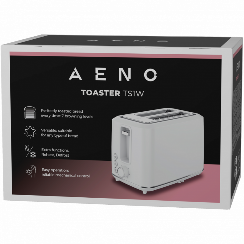 Electric Toaster, white, 220-240V, 50-60Hz, 920-1080W, 2 slots, 3 modes, 7 browning levels