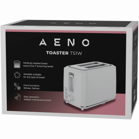 Electric Toaster, white, 220-240V, 50-60Hz, 920-1080W, 2 slots, 3 modes, 7 browning levels