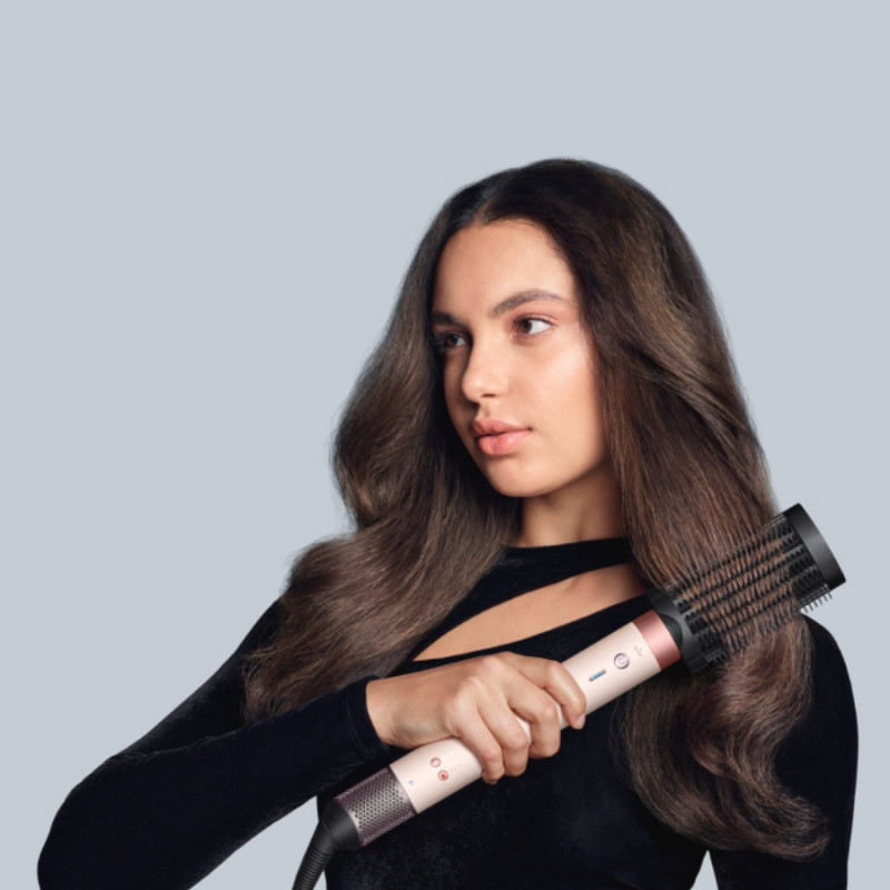 Σγουράκι μαλλιών Dyson Airwrap HS09 Co-anda 2x 598757-01, 1700W, 15.2 l/s, 6 σε 1, Αυτόματο μπούκωμα, Bluetooth, 4 θερμοκρασίες, 3 ταχύτητες, Έξυπνος έλεγχος θερμοκρασίας, Κεραμικό ροζ/ροζ χρυσό