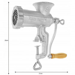 Kinghoff KH 1427 χειροκίνητη κρεατομηχανή, μέγεθος 8, χυτοσίδηρος, 6 εξαρτήματα, γκρι