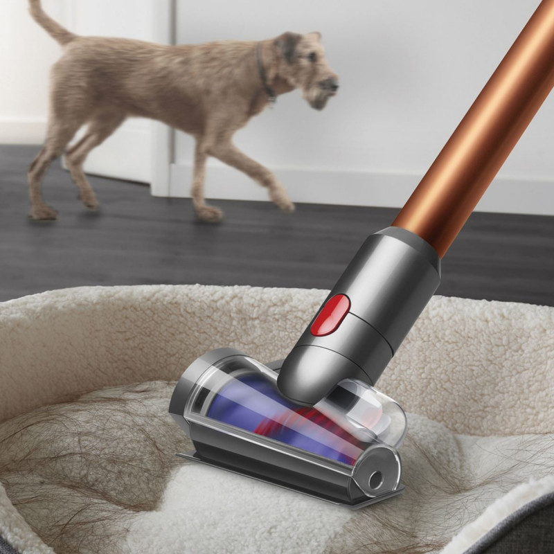 Κάθετη ηλεκτρική σκούπα Dyson Cyclone V10 Absolute 448883-01, 150AW, 125.000 σ.α.λ., 0,77 l, 60 λεπτά, 3 λειτουργίες, 2 Tier Cyclone™, HEPA, Αθόρυβη, Υγιεινή εκκένωση, Χωρίς μπλέξιμο, Νικέλιο/πορτοκαλί