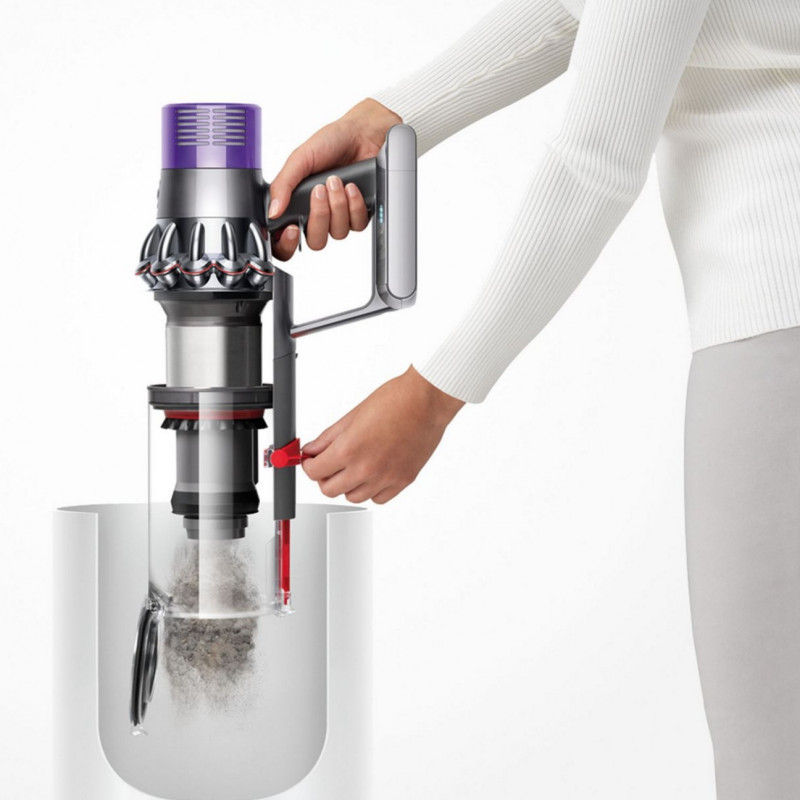 Κάθετη ηλεκτρική σκούπα Dyson Cyclone V10 Absolute 448883-01, 150AW, 125.000 σ.α.λ., 0,77 l, 60 λεπτά, 3 λειτουργίες, 2 Tier Cyclone™, HEPA, Αθόρυβη, Υγιεινή εκκένωση, Χωρίς μπλέξιμο, Νικέλιο/πορτοκαλί