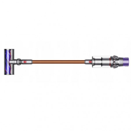 Κάθετη ηλεκτρική σκούπα Dyson Cyclone V10 Absolute 448883-01, 150AW, 125.000 σ.α.λ., 0,77 l, 60 λεπτά, 3 λειτουργίες, 2 Tier Cyclone™, HEPA, Αθόρυβη, Υγιεινή εκκένωση, Χωρίς μπλέξιμο, Νικέλιο/πορτοκαλί