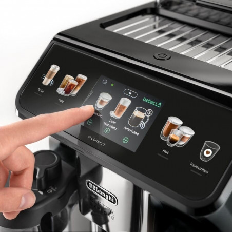 Καφετιέρα DeLonghi Eletta Explore ECAM450.65.G, 1450W, 19 bar, 1.8l, Wi-Fi, Touch TFT display, LatteCrema hot/cool, Twin Shot, To-Go, +Ground coffee, Μαύρο/γκρι