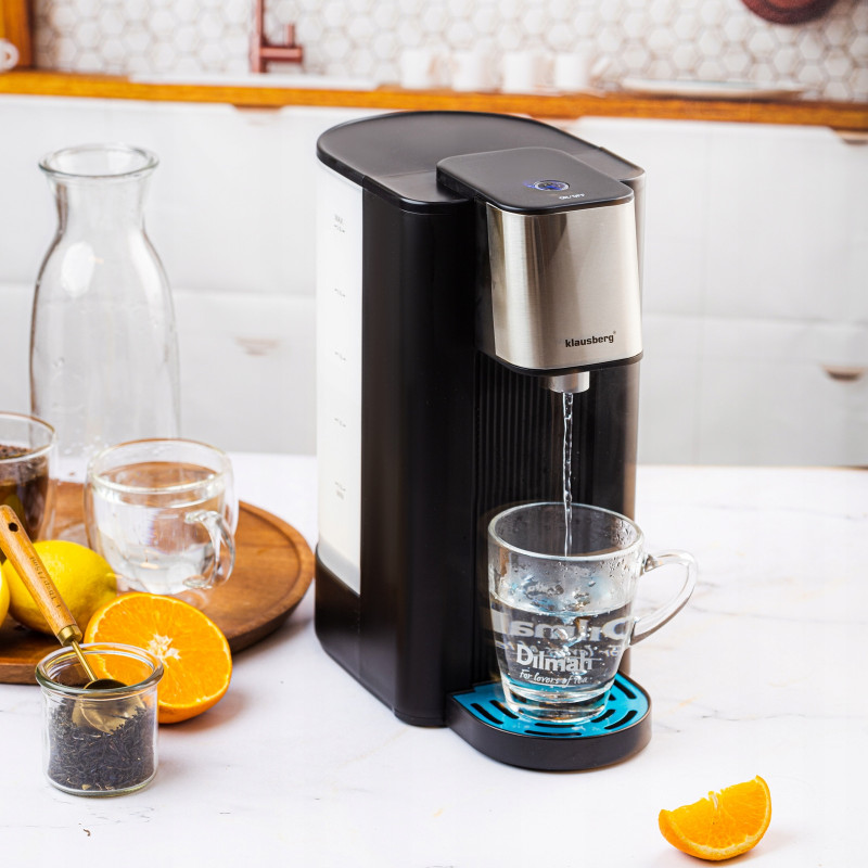 Διανομέας ζεστού νερού Klausberg KB 7877, 2600W, 2.5l, 95°C, 400-500ml/min, ένδειξη στάθμης νερού, CE, RoHS, Μαύρο