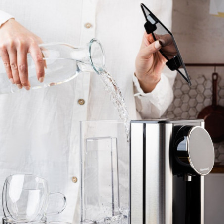 Διανομέας ζεστού νερού Klausberg KB 7880, 2600W, 2.7l, 40-100°C, 7 θερμοκρασίες, οθόνη LED αφής, προστασία παιδιών, ρυθμίσεις μνήμης, Inox/μαύρο