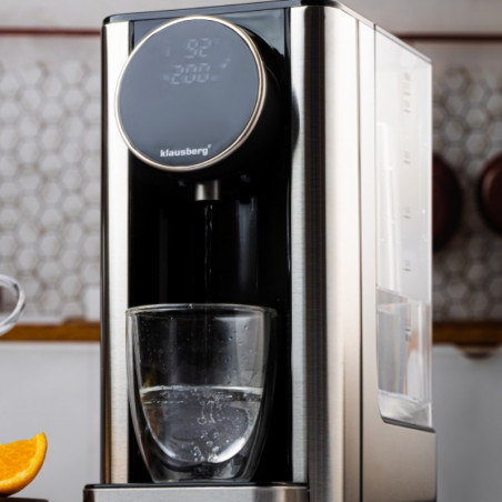 Διανομέας ζεστού νερού Klausberg KB 7880, 2600W, 2.7l, 40-100°C, 7 θερμοκρασίες, οθόνη LED αφής, προστασία παιδιών, ρυθμίσεις μνήμης, Inox/μαύρο