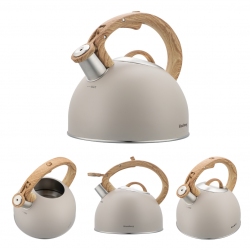 Σφυρίζοντας βραστήρας Klausberg KB 7913, 2.5 L, Λαβή με εφέ ξύλου, Επαγωγή, Μπεζ