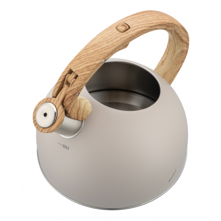 Σφυρίζοντας βραστήρας Klausberg KB 7913, 2.5 L, Λαβή με εφέ ξύλου, Επαγωγή, Μπεζ