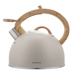 Σφυρίζοντας βραστήρας Klausberg KB 7913, 2.5 L, Λαβή με εφέ ξύλου, Επαγωγή, Μπεζ