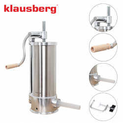 Μηχανή πλήρωσης λουκάνικων Klausberg KB 7927, 5 Kg, χειροκίνητη, 14-35mm, 6 χωνιά, Inox