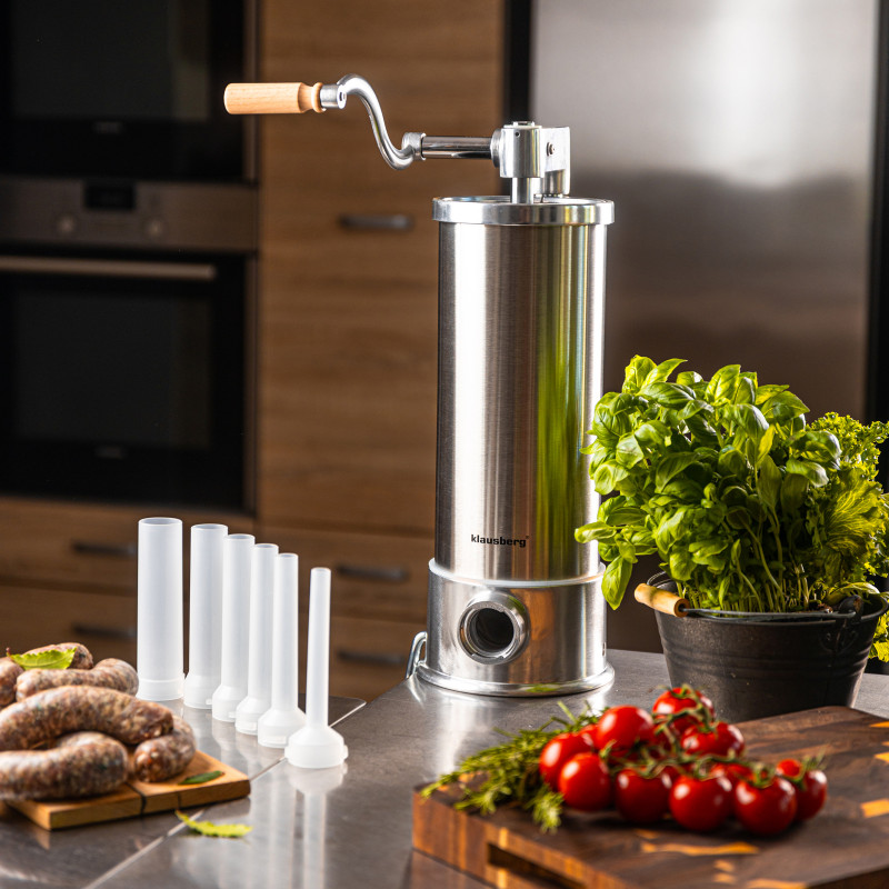 Μηχανή πλήρωσης λουκάνικων Klausberg KB 7927, 5 Kg, χειροκίνητη, 14-35mm, 6 χωνιά, Inox