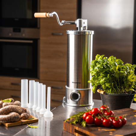 Μηχανή πλήρωσης λουκάνικων Klausberg KB 7927, 5 Kg, χειροκίνητη, 14-35mm, 6 χωνιά, Inox