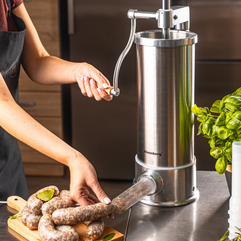 Μηχανή πλήρωσης λουκάνικων Klausberg KB 7927, 5 Kg, χειροκίνητη, 14-35mm, 6 χωνιά, Inox