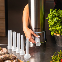 Μηχανή πλήρωσης λουκάνικων Klausberg KB 7927, 5 Kg, χειροκίνητη, 14-35mm, 6 χωνιά, Inox