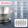Ζυγαριά κουζίνας με μπολ Klausberg KB 7939, 5 Kg, Bluetooth, Mobile app, LED, Tare, Υγρά, 4 διατροφικές τιμές, Inox