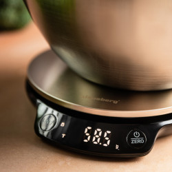 Ζυγαριά κουζίνας με μπολ Klausberg KB 7939, 5 Kg, Bluetooth, Mobile app, LED, Tare, Υγρά, 4 διατροφικές τιμές, Inox